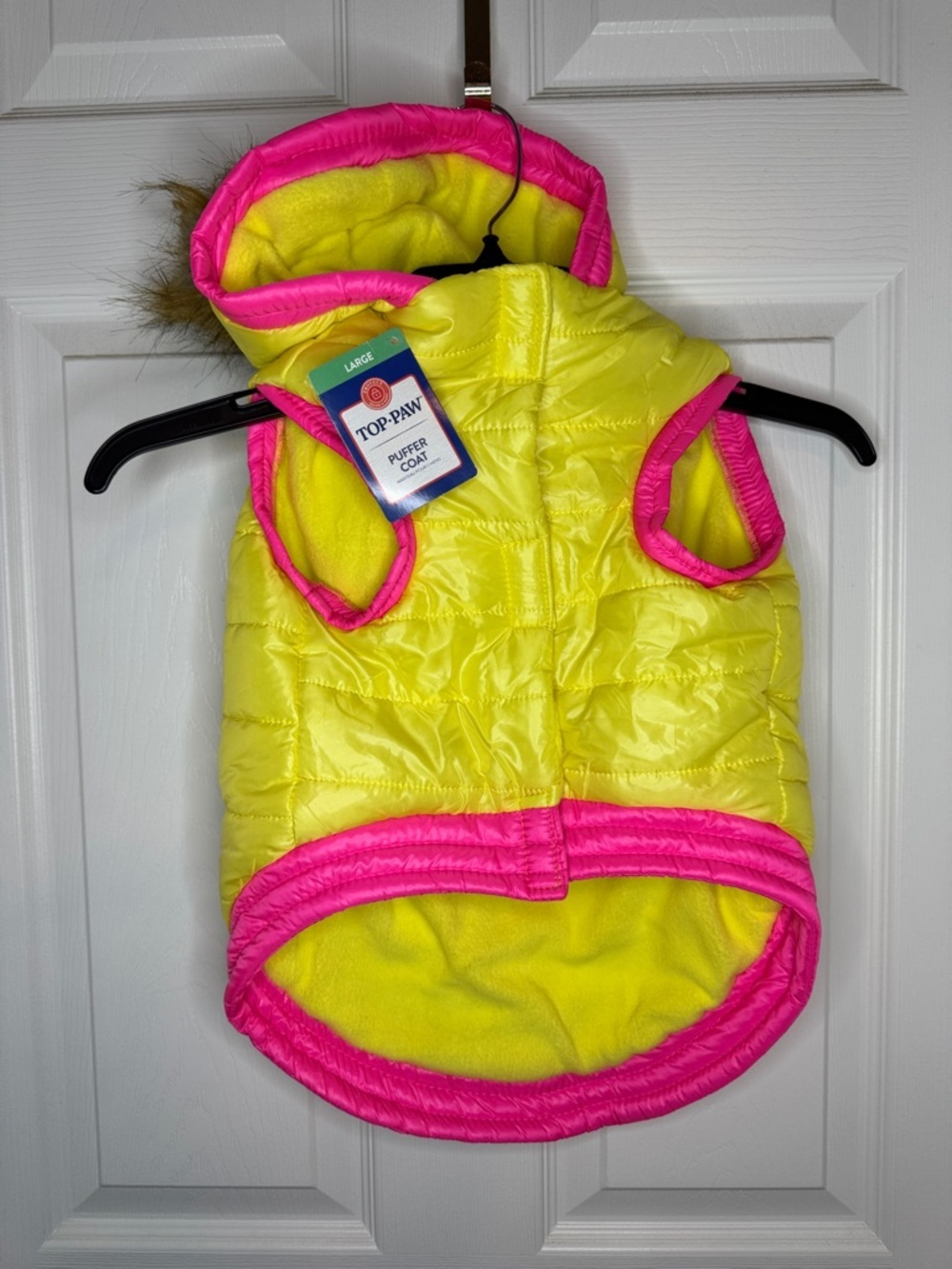 NWT Top Paw Neon Yellow and Hot Pink Puffer Coat For Dog